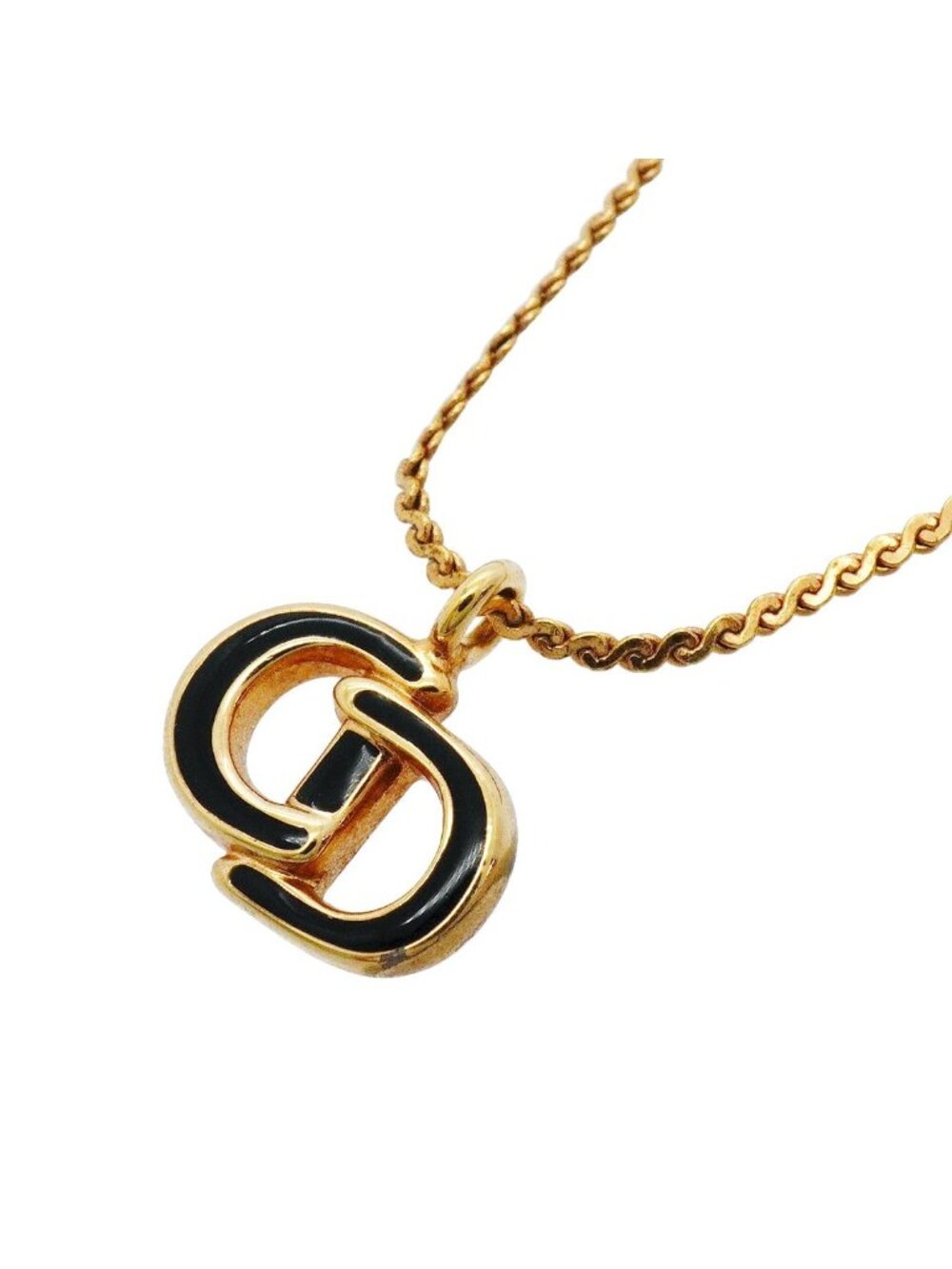 Dior Necklace CD Logo Gold Plated Black